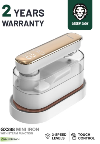 Green Lion Mini Steam Iron GX288 1000W with Temperature Control, Self-Cleaning, Dual Steam Passage & Anti-Drip - White