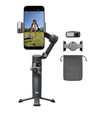 Osmo Mobile 8 Gimbal Stabilizer For Phone, Native Tracking with Audio And Lighting, 360° Pan Rotation, Built-in Extension Rod And Tripod, 10h Battery, Extension Rod, Robust 3-Axis Stabilization Grey