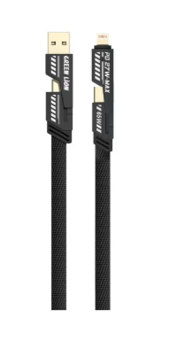 كابل Green Lion المضفر 2 في 2 بطول 1.2 متر – USB-C و Lightning، شحن سريع بقوة 65 واط، نقل بيانات بسرعة 480 ميجابت في الثانية.