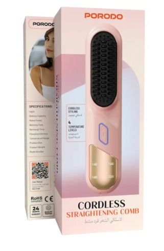 Borrodo Cordless Hair Straightener Comb - Pink
