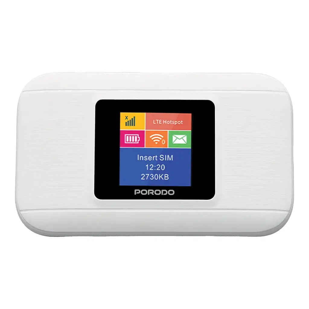 Porodo Nexfi 3000mAh 4g LTE راوتر واي فاي محمول اتصال متعدد المستخدمين - أبيض