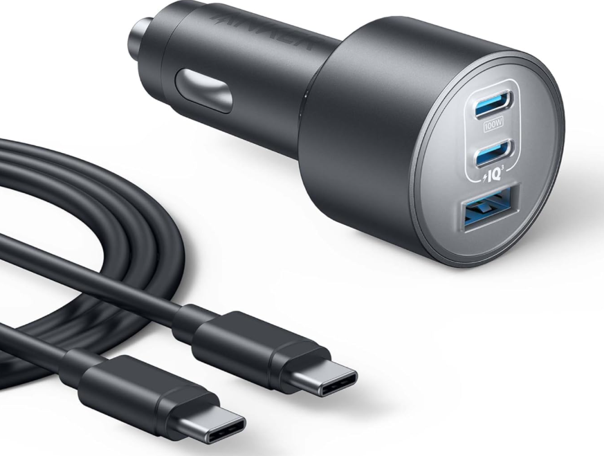 Anker Car Charger, 167.5W Max 3-Port Car Charger Adapter, USB-C Car Adapter for MacBook Pro/Air, iPhone 17/16 Series, Samsung S26/ S25/ S24, iPad, Huawei, Xiaomi, Vivo, Oppo(USB-C to C Cable Included)