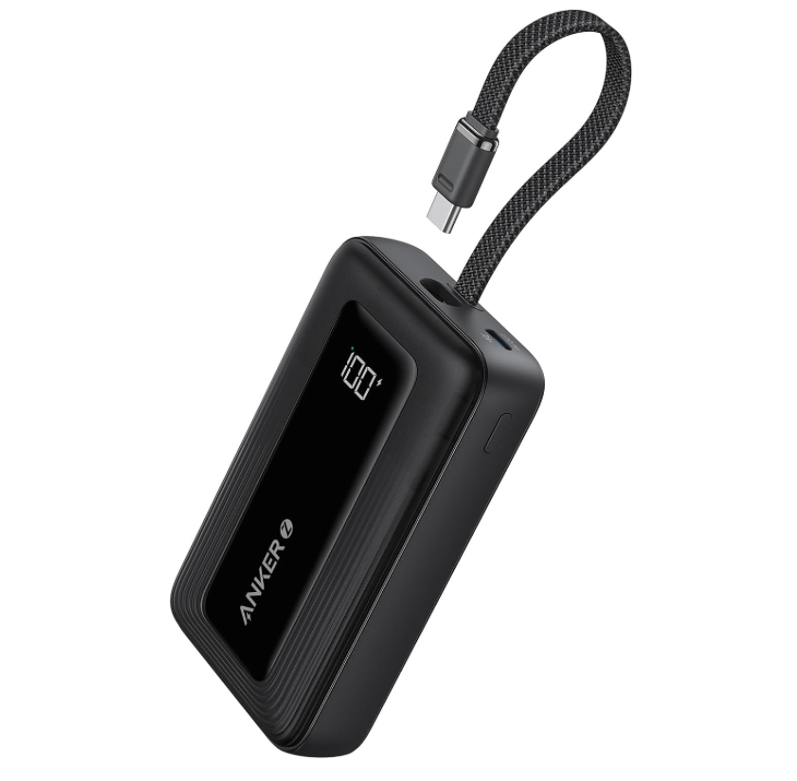 Anker Zolo Power Bank, 10,000mAh 30W High-Speed Portable Charger with Built-In USB-C Cable, Battery Pack For iPhone 17/17 Air/17 Pro/17 Pro Max/16 Series, Galaxy, and More (Black, 10000 mAh)