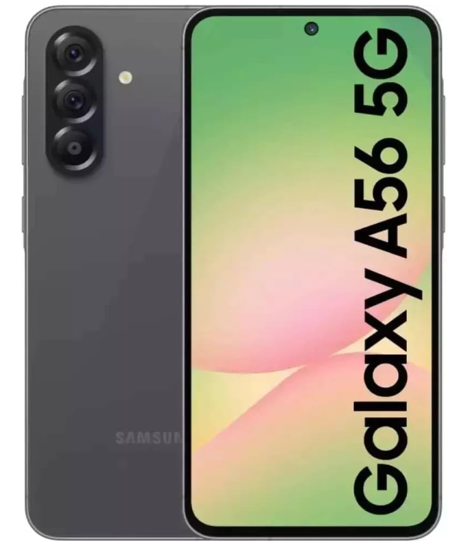 هاتف Samsung Galaxy A56 ثنائي الشريحة 128 جيجابايت ROM + 8 جيجابايت RAM (GSM فقط | بدون CDMA) هاتف ذكي 5G مفتوح من المصنع (Awesome Graphite) - الإصدار الدولي
