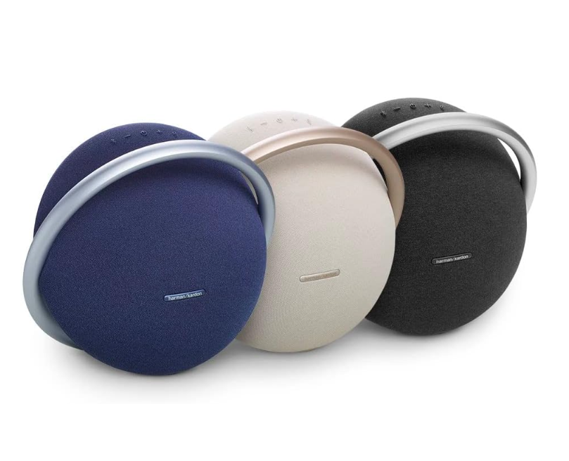 JBL Harman Kardon Onyx Studio 8 Bluetooth Speaker – Powerful 50W Stereo Sound, Self-Tuning, Built-In Dual Mic, 8-Hour Battery, Elegant Blue Design, Eco-Friendly Materials (HKOS8BLUUK) (Renewed)
