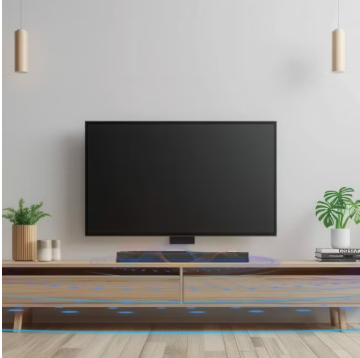 مكبر الصوت المنزلي Green Lion Audionix مع إضاءة محيطة، صوت 360 درجة، جهاز تحكم عن بعد، تشويه منخفض، طاقة مصنفة 120 واط، نطاق نقل 10 أمتار - أسود