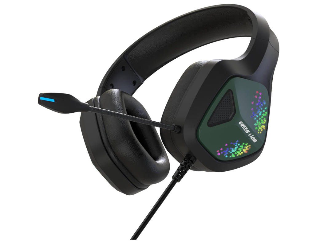 Green Lion Gaming Headphone, Gaming Headset, Surround Sound, 50mm Driver, Memory Foam Cushion, Flexible Microphone, Headphones for PC, Mac, PS4, PS5, Switch, Xbox Series, Mobile - 3.5mm Audio Jack