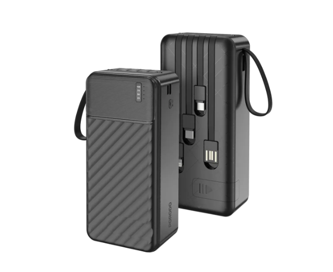 Porodo Piano 30000mAh Power Bank with Integrated Cables - Black