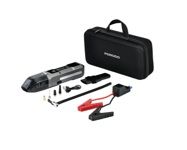 Porodo Ignatov Jump Starter & Air Pump with Handheld Vacuum & USB-C Recharge - Black