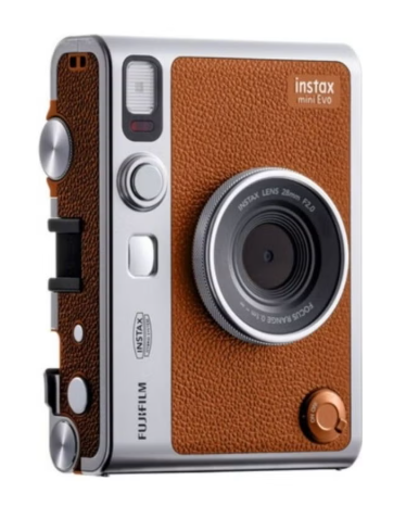 كاميرا Instax Mini EVO Hybrid الفورية – بني (USB - C) | طباعة فورية مع معاينة رقمية وأوضاع إبداعية ومرآة سيلفي مدمجة