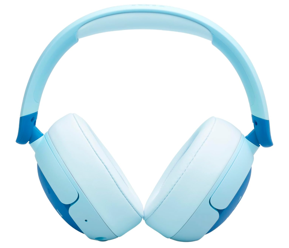 JBL Junior 470 NC Wireless Over-Ear Bluetooth Headphones with Active Noise Cancelling for Children, Microphone, 50 Hours Playback, Safe Sound, Low Volume, Simple Operation and Stickers, Blue