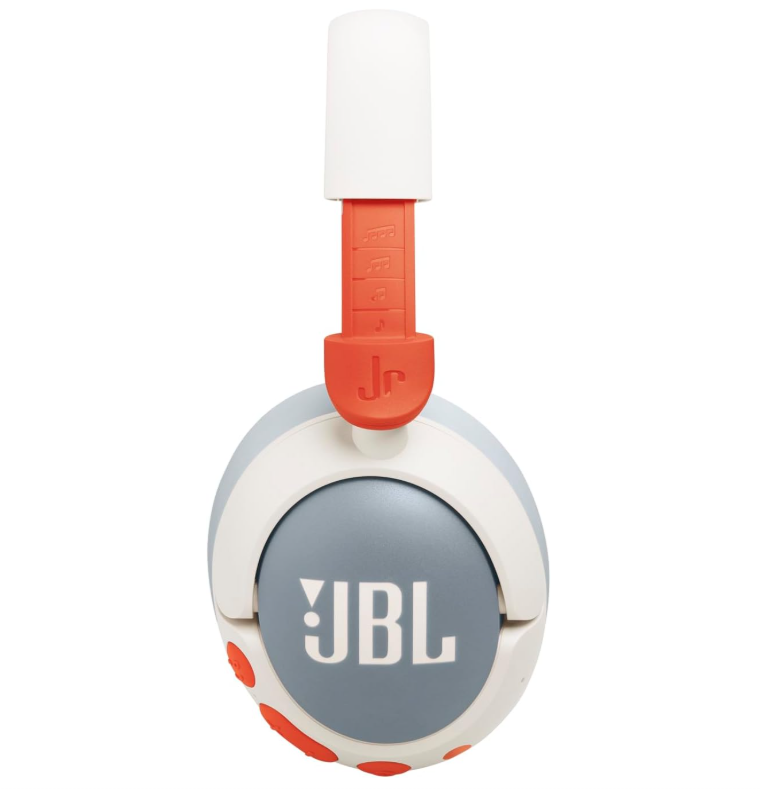JBL Junior 470 NC Wireless Over-Ear Bluetooth Headphones with Active Noise Cancelling for Kids, Microphone, 50h Playback, JBL Safe Sound, Low Volume, Easy Operation and Stickers, White