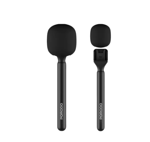 ميكروفون Porodo Lavalier محمول على جهازين - أسود