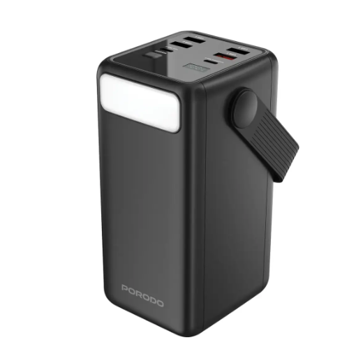 Porodo Lara 50000mAh Power Bank with Integrated Cables & Flashlight - Black