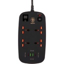مقبس طاقة ذكي متعدد المنافذ جرين ليون 4 AC 2 USB و2 USB-C PD 40 واط 3500 واط 3 متر من مادونجكجا - اسود