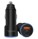 شاحن سيارة Porodo أزرق Graz 45W ثنائي USB مع ضوء مؤشر - أسود