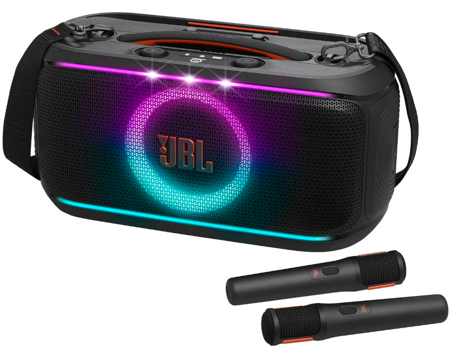 JBL PartyBox On - The - Go 2 مكبر صوت محمول للحفلات، Bluetooth 5.4 Auracast Multi - Speaker Pairing، 2 ميكروفونان لاسلكيان Karaoke Echo Smart Key Change، شحن سريع للبطارية 15 ساعة USB - C، أسود | JBLPARTYBOXOTG2