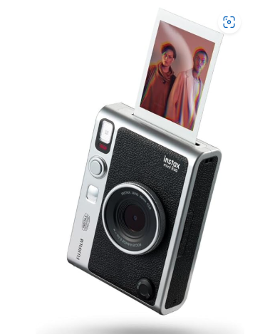 كاميرا فوجي فيلم INSTAX Mini EVO Hybrid الفورية – أسود (USB - C) | طباعة فورية مع معاينة رقمية وأوضاع إبداعية ومرآة سيلفي مدمجة
