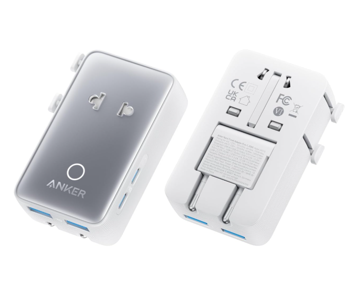 محول سفر أنكر نانو، محول طاقة 5 منافذ مع 1× 2 دبوس تيار متردد، 2 USB A، 2 USB C لـ 20 واط، تحكم ذكي في درجة الحرارة، يعمل في أكثر من 200 دولة، ليس محول جهد، أساسيات السفر (حزمة واحدة)