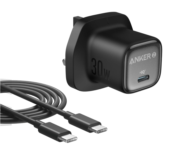 قابس USB C 30 واط، شاحن Zolo Compact GaN USB C من Anker، تحكم محسن في درجة الحرارة، تصميم مدمج وشحن أسرع 3 مرات، متوافق مع iPhone و iPad و Samsung و Pixel والمزيد (أسود)