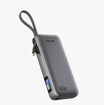 Tron X Power Bank 20000mAh PD 165W whit Braided Cable / Multiple Protection / USB-A+USB-C Cable 22.5W+100W / Cable Length 19.6 cm / Powerbank Flight Approved - Grey