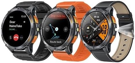 ساعة HainoTeko GPS1 الذكية المقاومة للماء بشاشة AMOLED و GPS ومصباح مدمج وثلاثة أحزمة مصممة للرجال والشباب