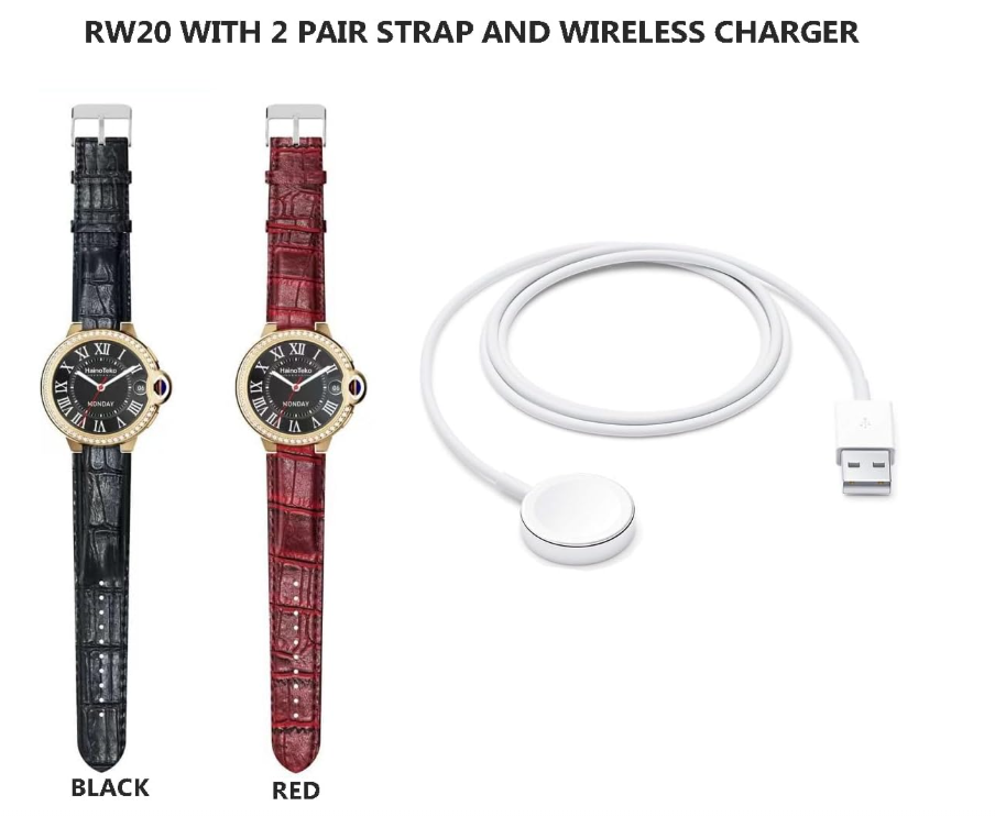 Haino Teko Germany RW 20 Dimond edition classic Round smartwatch with Two set strap for women's and Girls Gold