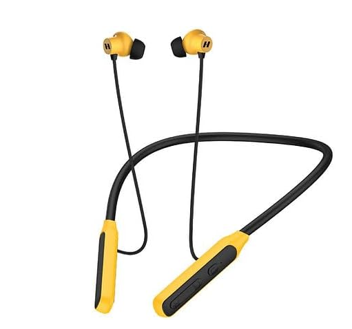 HainoTeko HN 41 Neckband Wireless Bluetooth Earphone with Super Clear Mic and 40 Hours Music Black and Yellow
