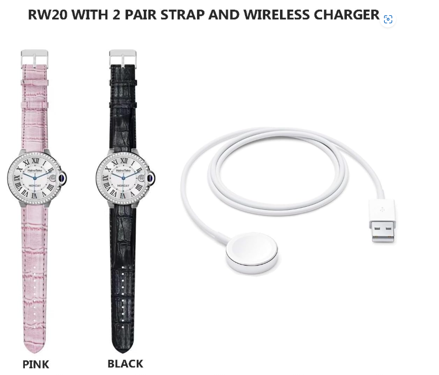 Haino Teko Germany RW 20 Dimond edition classic Round smartwatch with Two set strap for women's and Girls Silver