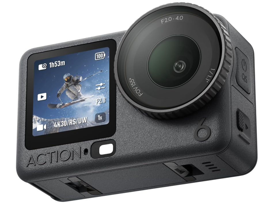 DJI Osmo Action 6 Essential Combo، كاميرا أكشن مع مستشعر مربع 1/1.1 بوصة، فتحة متغيرة لـ f/2.0-f/4.0، بطارية مقاومة للبرد، 4 ساعات، كاميرا أكشن 4K - مثالية للاستخدام اليومي