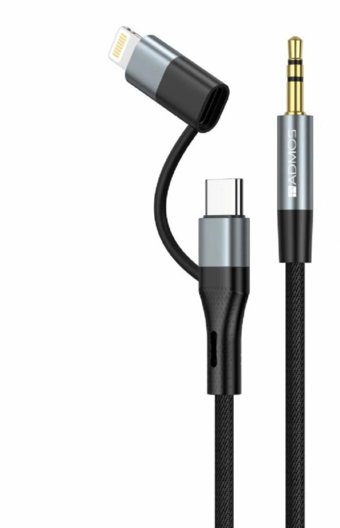ADMOS AD056 2 - in -1 USB - C و Lightning to 3.5mm Aux Audio Cable