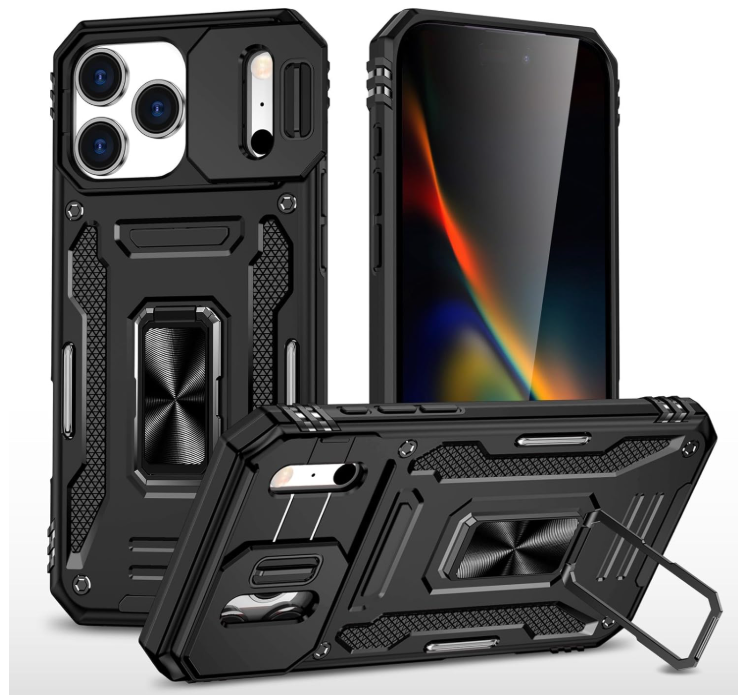 Generic Compatible with iPhone 17 Air (Colour: Black) Slim Stand Hard Silicone Back Case