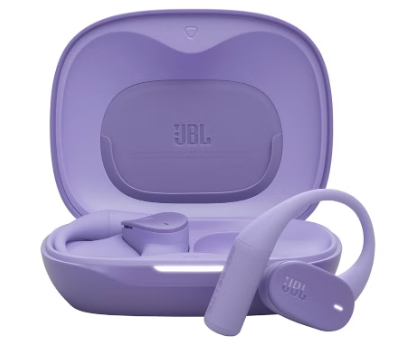 JBL Sense Lite Wireless Earbuds with Open Design and Ear Hook, JBL OpenSound Air Conduction Technology, 32 Hours Operation, Water & Dust Resistant IP54, Purple purple