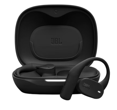 سماعات أذن لاسلكية JBL Sense Lite مع تصميم مفتوح وخطاف أذن، تقنية توصيل الهواء JBL OpenSound، تشغيل لمدة 32 ساعة، IP54 مقاوم للماء والغبار، أسود