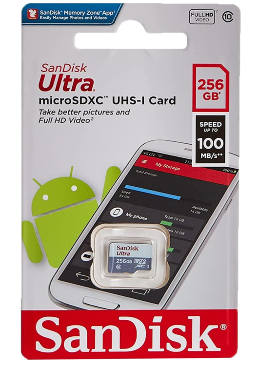 Sandisk 256GB Ultra Microsdxc Uhs 1 Card 100Mb/S Grey -Sdsqunr-256G-Gn3Mn, Grey