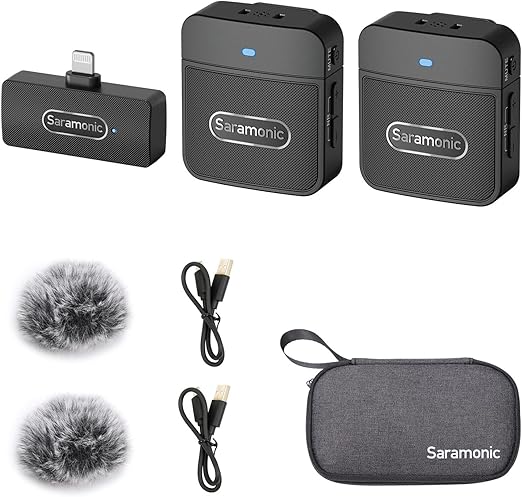 Saramonic Blink100 B4 ميكروفونات لاسلكية Lavalier لجهاز iPhone iPad 2.4 جيجاهرتز التوصيل والتشغيل طية صدر السترة مشبك على الميكروفون مع الضوضاء