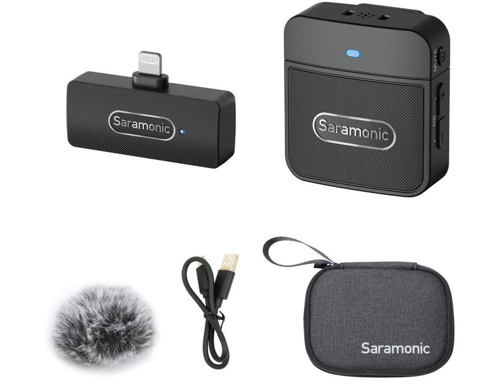 Saramonic Blink100 B3 Wireless Lavalier Microphones for iPhone iPad 2.4GHz التوصيل والتشغيل طية صدر السترة Clip - on Mic with Noise Reduction for Video Recording Live Streaming Vlog YouTube, Bluetooth, USB