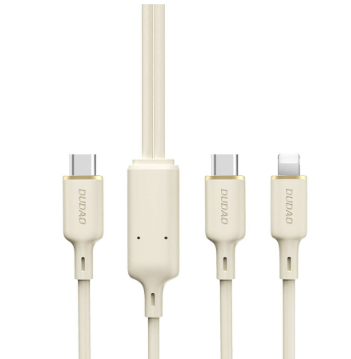 كابل Dudao L7SF 2 في 1 USB - C إلى USB - C / Lightning 100W 1.2M، بيج