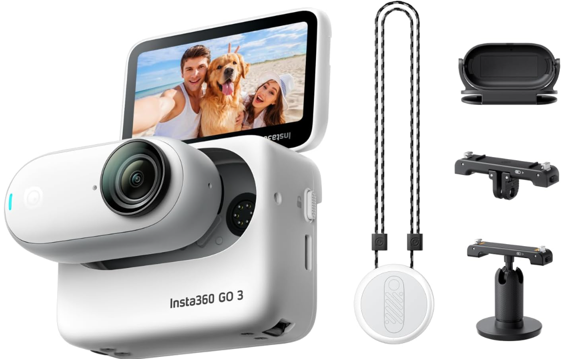 Insta360 GO 3 (128GB) – كاميرا حركة صغيرة وخفيفة الوزن، محمولة ومتعددة الاستخدامات، بوف حر اليدين، تثبيت في أي مكان، تثبيت، حقيبة حركة متعددة الوظائف، مقاومة للماء، للسفر، الرياضة، مدونة الفيديو