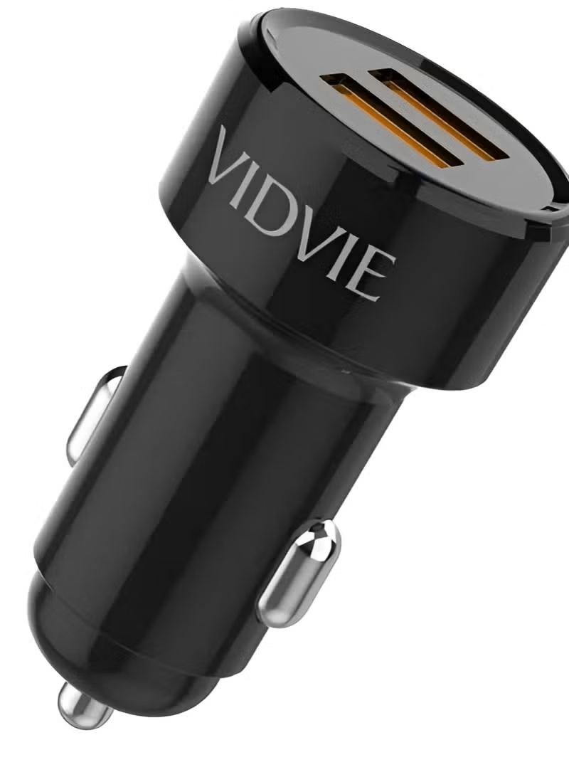 Vidvie Fast Car Charger - Model CC518 - Micro Cable - USB Port 2 - 5V- 2.4A - Black.