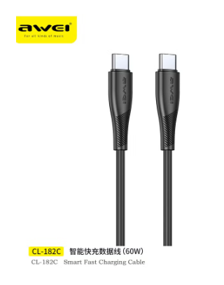 كابل شحن سريع من أوي من النوع C إلى النوع C C CL -182C 60 واط 100 سم أسود