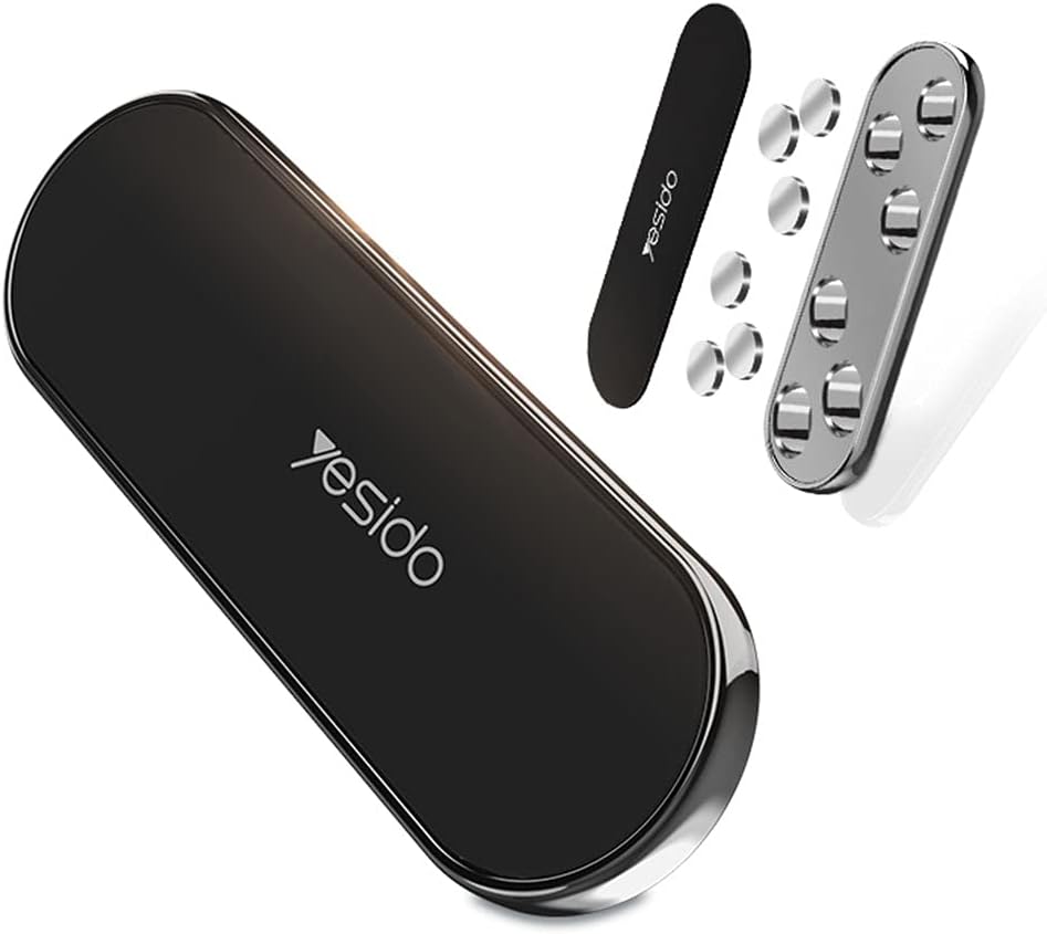 YESIDO C83 حامل سيارة مغناطيسي للهاتف المحمول مع وحدتين (2) صفائح معدنية متوافق مع iPhone 12 mini/12/12 pro و Samsung Galaxy S21/20 أو Note Ultra و Huawei والمزيد
