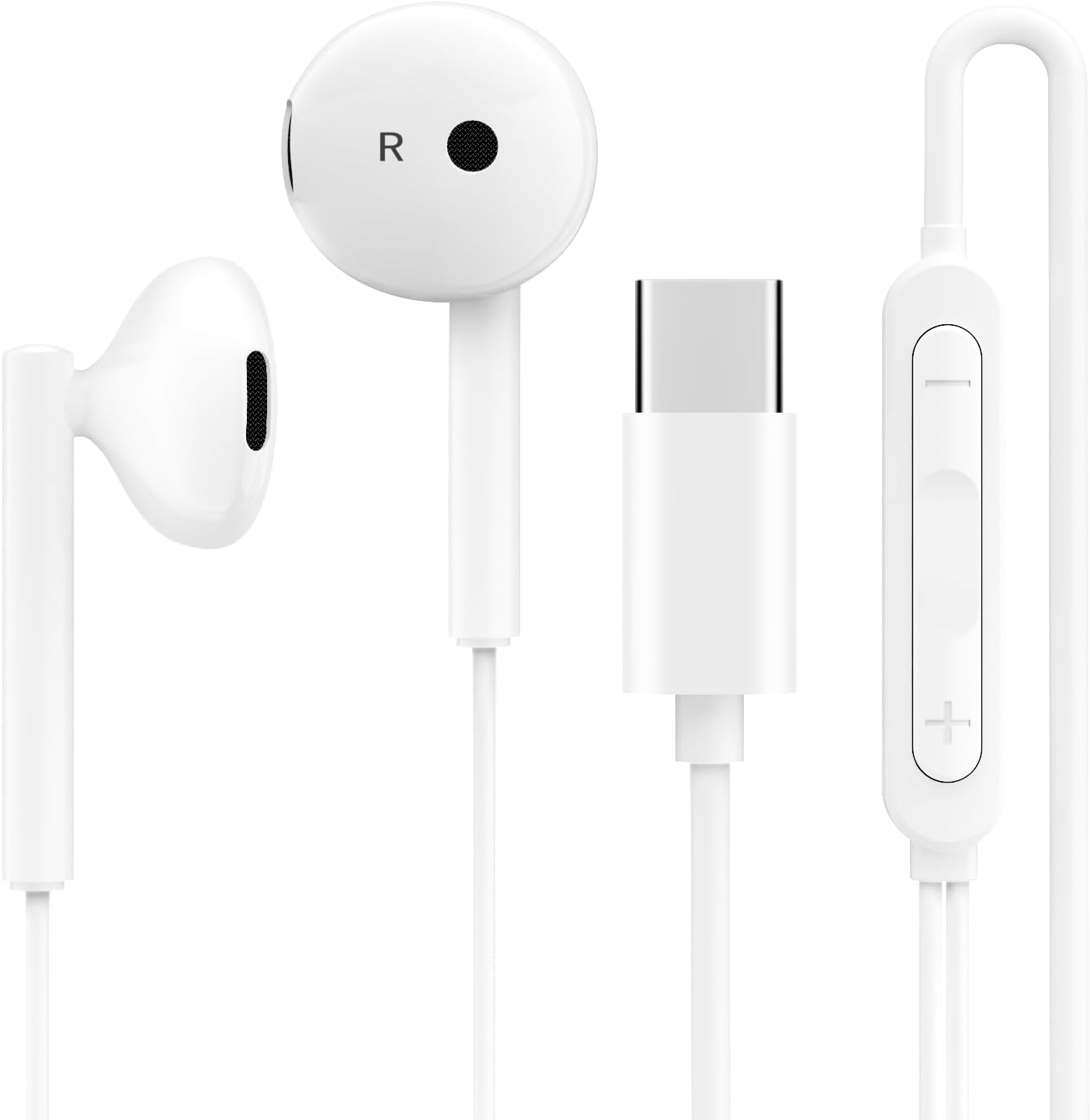 سماعات أذن سلكية عالية الجودة من ADMOS بمنفذ USB-C مزودة بميكروفون وتحكم في مستوى الصوت، سماعات أذن داخلية لأجهزة iPhone 15 و16 و17 وiPad Pro/Air وسامسونج