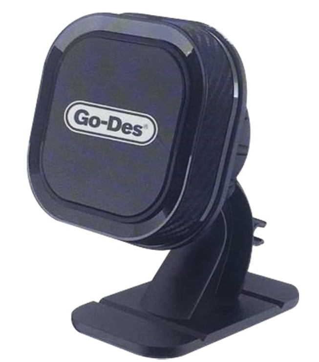 Go - Des GD - HD681 حامل هاتف سيارة مغناطيسي 2 في 1 – لوحة القيادة بزاوية 360 درجة وفتحة تهوية (أسود)