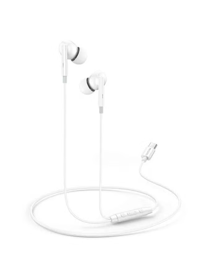 Yesido YH45 USB Type - C سماعات أذن سلكية مع صوت جهير ثقيل Hi - Fi رقمي رقاقة فك تشفير الميكروفون في الخط والتحكم في مستوى الصوت أبيض