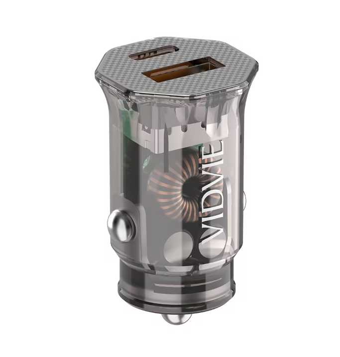 شاحن سيارة شفاف من نوع Type-C و USB سريع من Vidvie موديل CC549