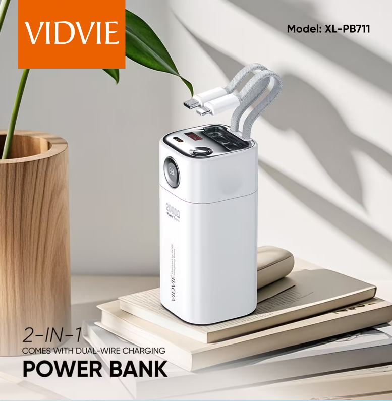Vidvie XL-PB711 20000mAh 2-in-1 Comes With Dual-Wire Charging Power Bank