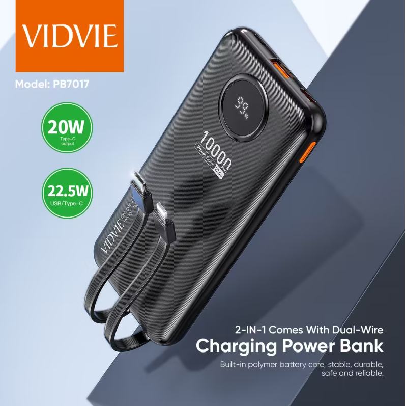 Vidvie PB7017 2-IN-1 Comes With Dual-Wire Charging Power Bank