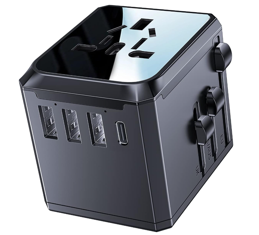 YESIDO MC10 Universal Travel Adapter with 4 Ultra-Fast USB Port and 1 Type C Power Socket Worldwide Plugs UK EU US AU Auto Switch