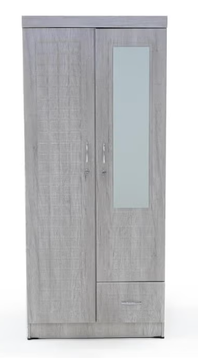 ABX HOME Shaku 2 Door Wooden Wardrobe, Cabinet Cupboard Engineered Wood Perfect Modern Stylish Heavy Duty With Mirror (With Installation)